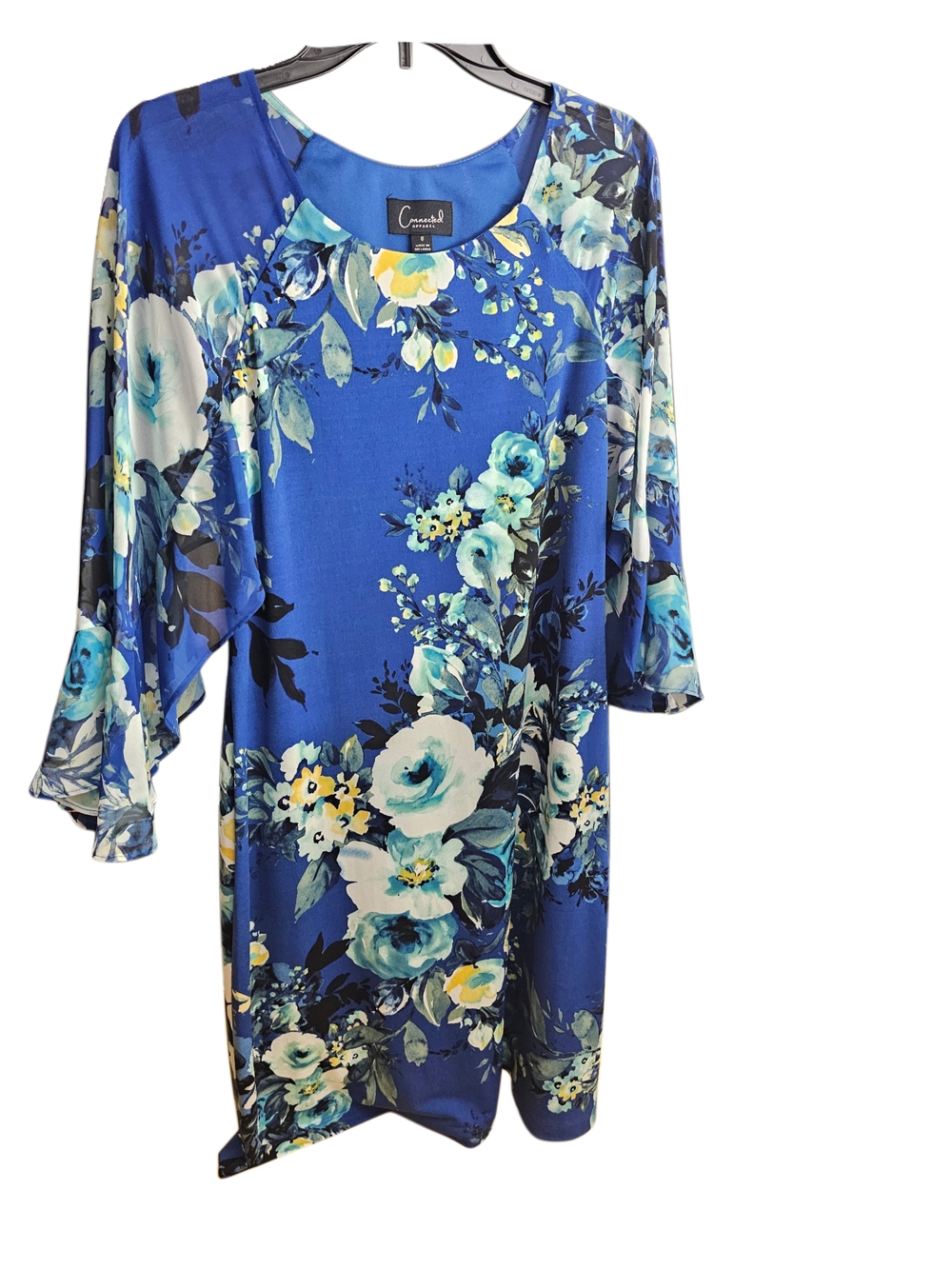 connected apparel Royal Blue Floral Midi Dress